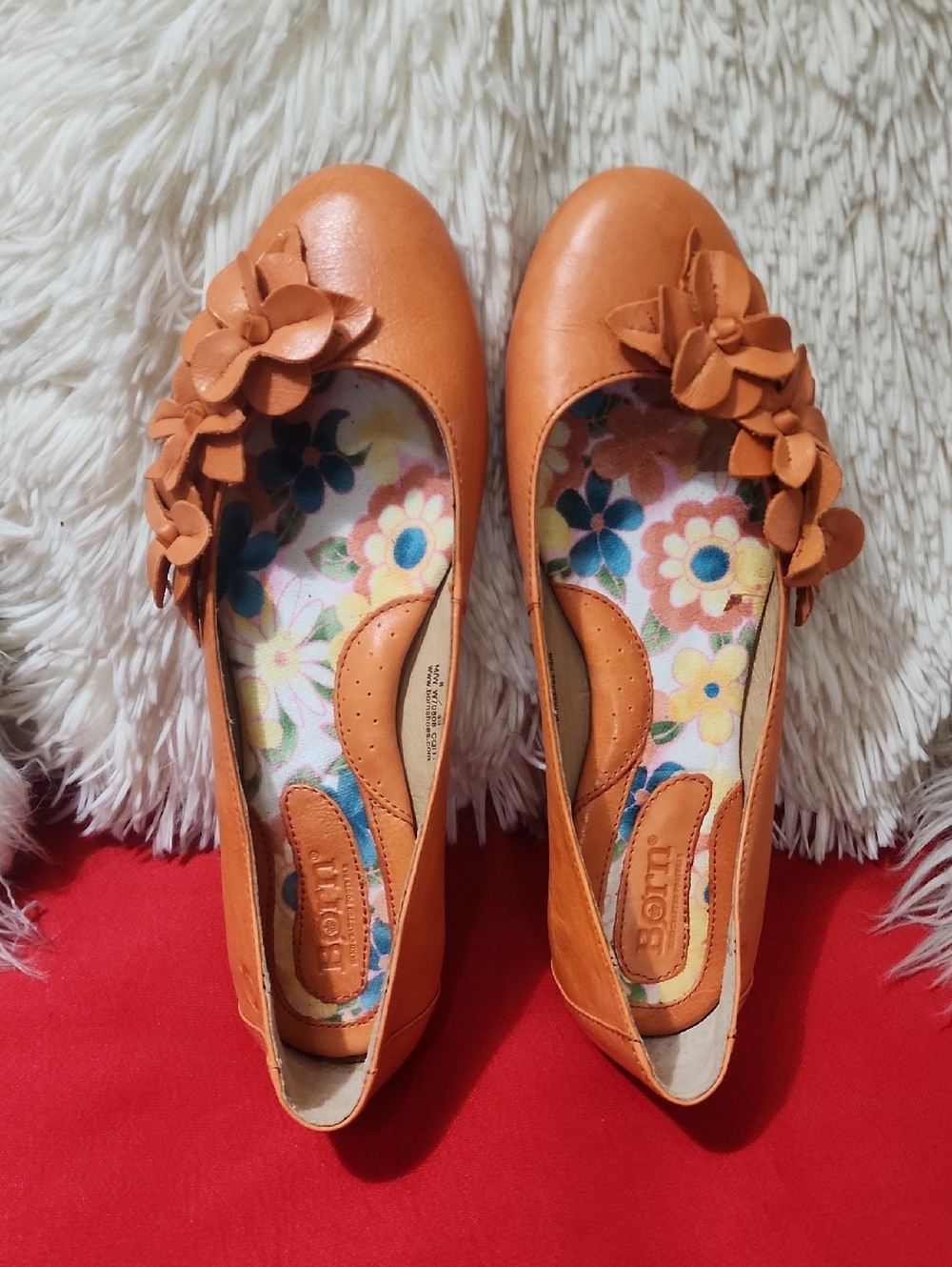 Born Gemma Women's Orange Floral-Bed Insole Ballet Flats - Picture 5 of 11